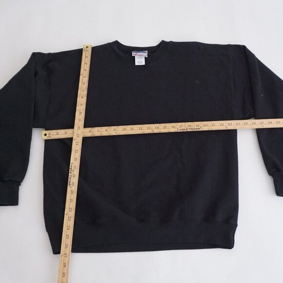 Vintage '90S Hanes Pro Print Heavyweight Cotton Blank Black Crewneck Sweater L - Picture 3 of 8